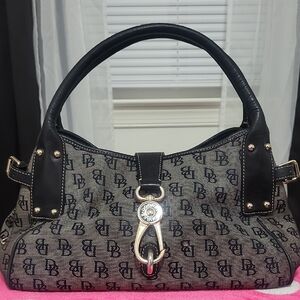Dooney & Bourke Black Trim Logo Canvas Shoulder Bag